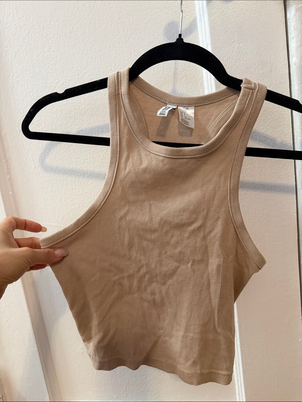 Beige Ribbed Tank Top - Unbranded